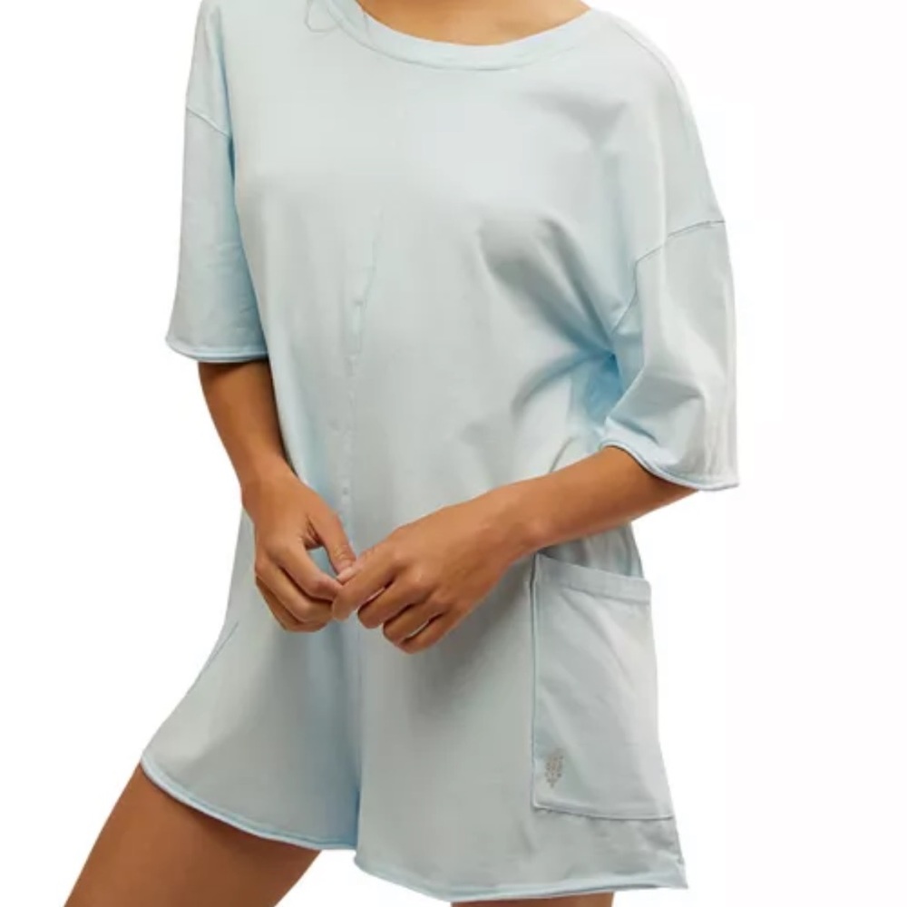 FP Movement by Free People Light Blue Romper